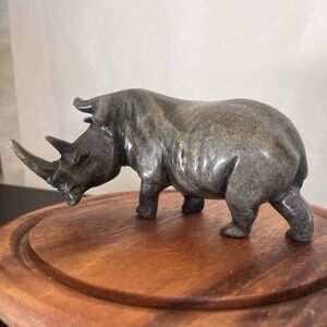 African Rhino Chipembere Shona Serpentine Stone Sculpture